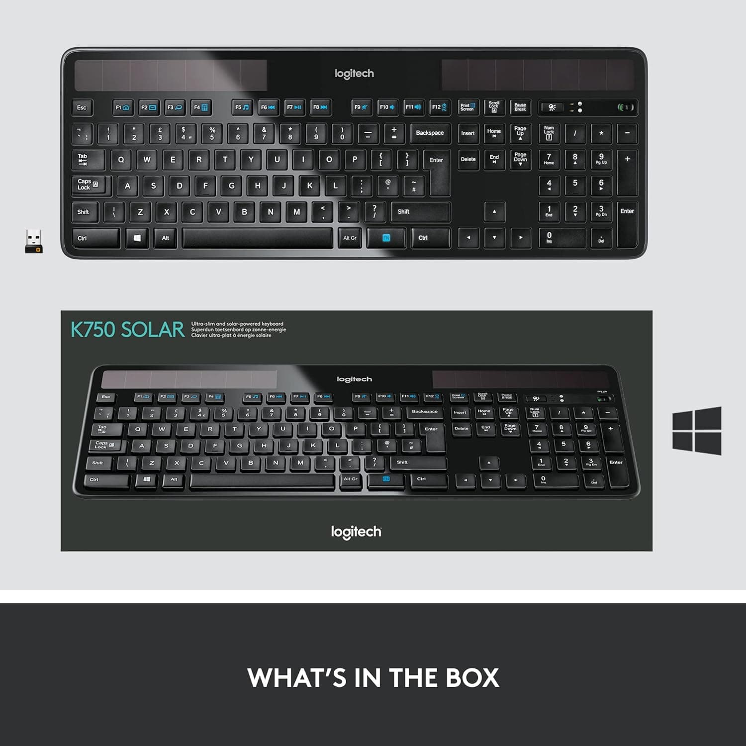 Buy Logitech,Logitech K750 Wireless Solar Keyboard for Windows QWERTY UK English Layout - Black - Gadcet UK | UK | London | Scotland | Wales| Ireland | Near Me | Cheap | Pay In 3 | Keyboard & Mouse